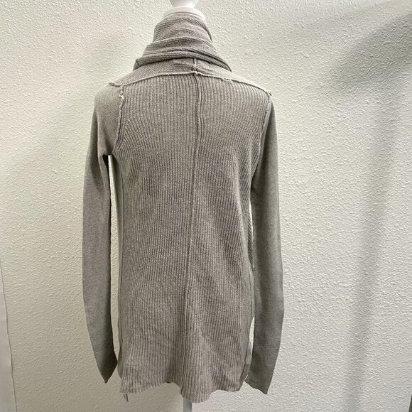 AllSaints Shawl Collar Exposed Seam Drape Cardigan Sweater Pockets Gray size 8 - Picture 5 of 7